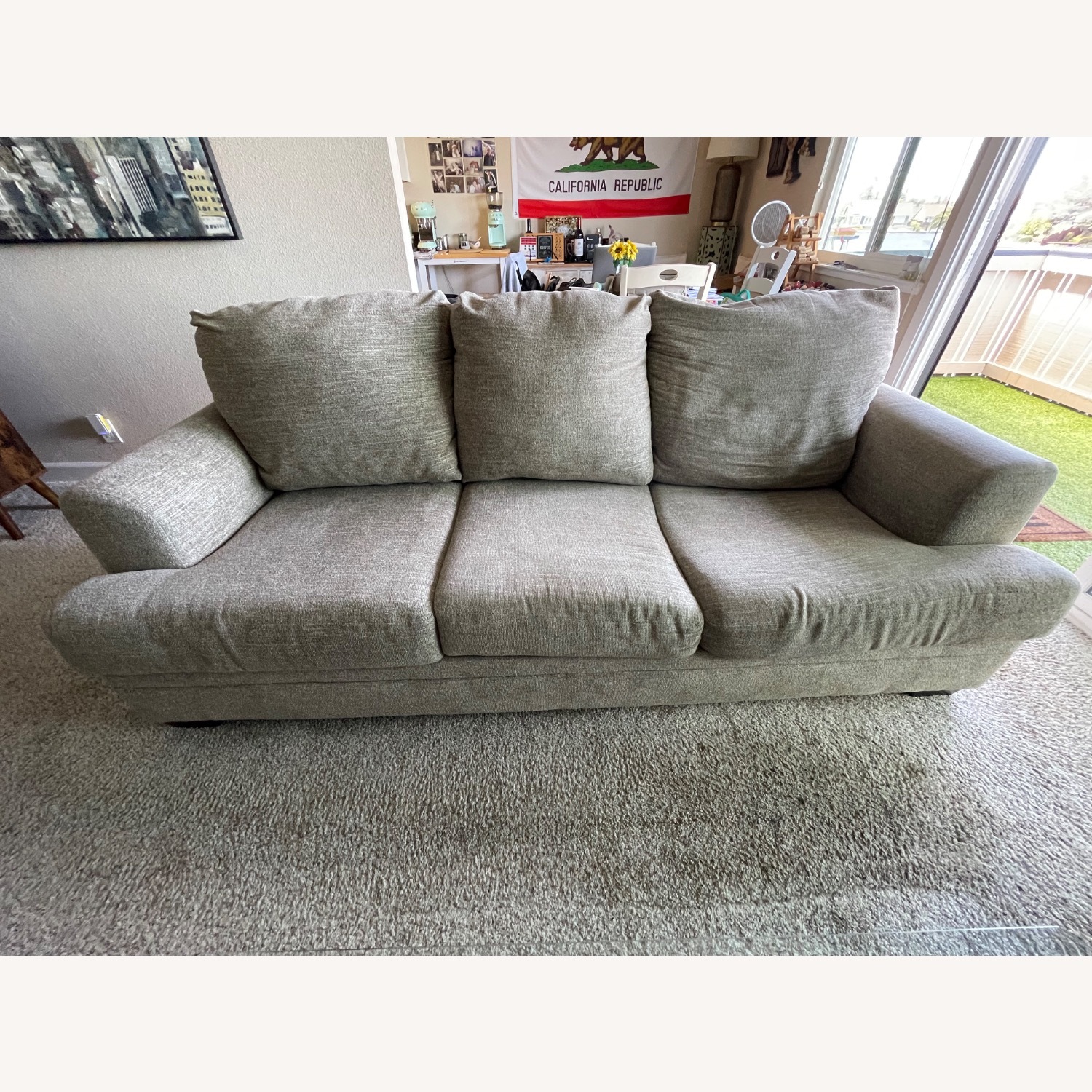 Light Brown Fabric Sleeper Sofa - image-1
