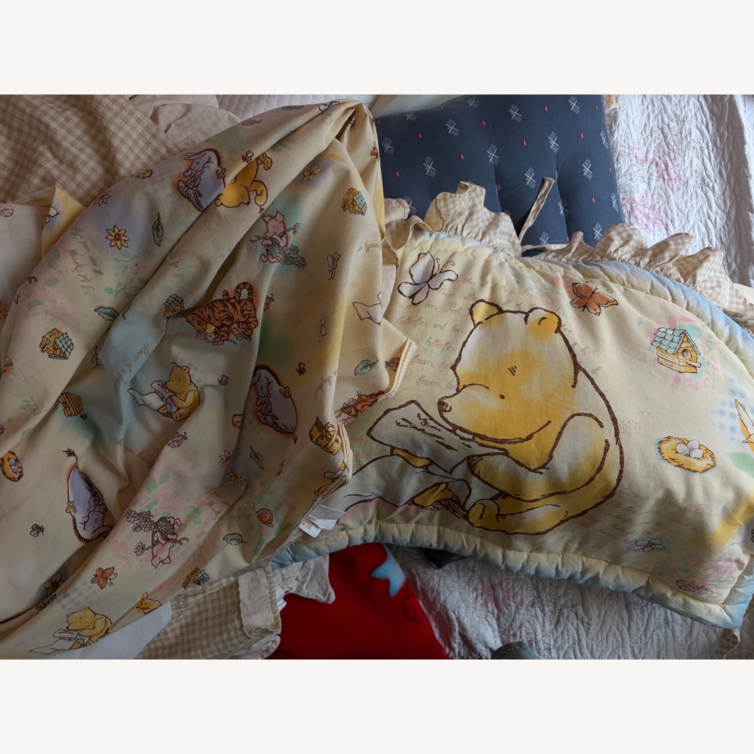 Wooden Crib With Winnie the Pooh Bedding - image-3