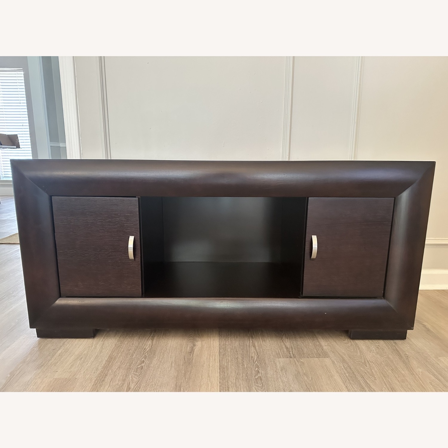 Rooms To Go Dark Brown Wood Media Storage TV Stand - image-1