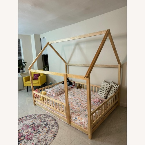 Used Amazon Natural Wood Full Bed frame for Kids for sale on AptDeco