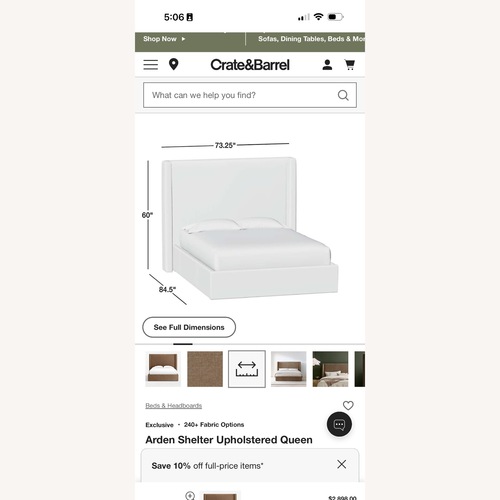Used Crate & Barrel Queen Upholstered Bed w Storage for sale on AptDeco