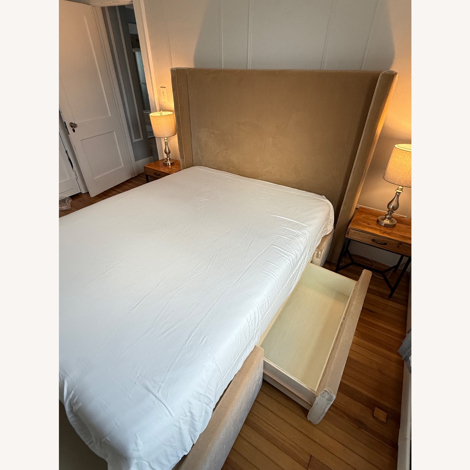 Crate & Barrel Queen Upholstered Bed w Storage - image-4