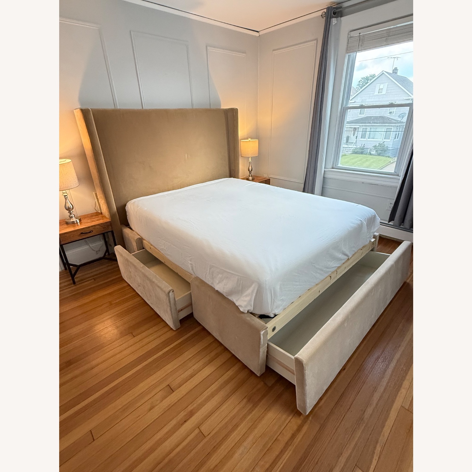 Crate & Barrel Queen Upholstered Bed w Storage - image-3