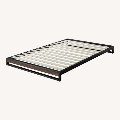 Used Dark Brown Metal King Bed With Wooden Design for sale on AptDeco