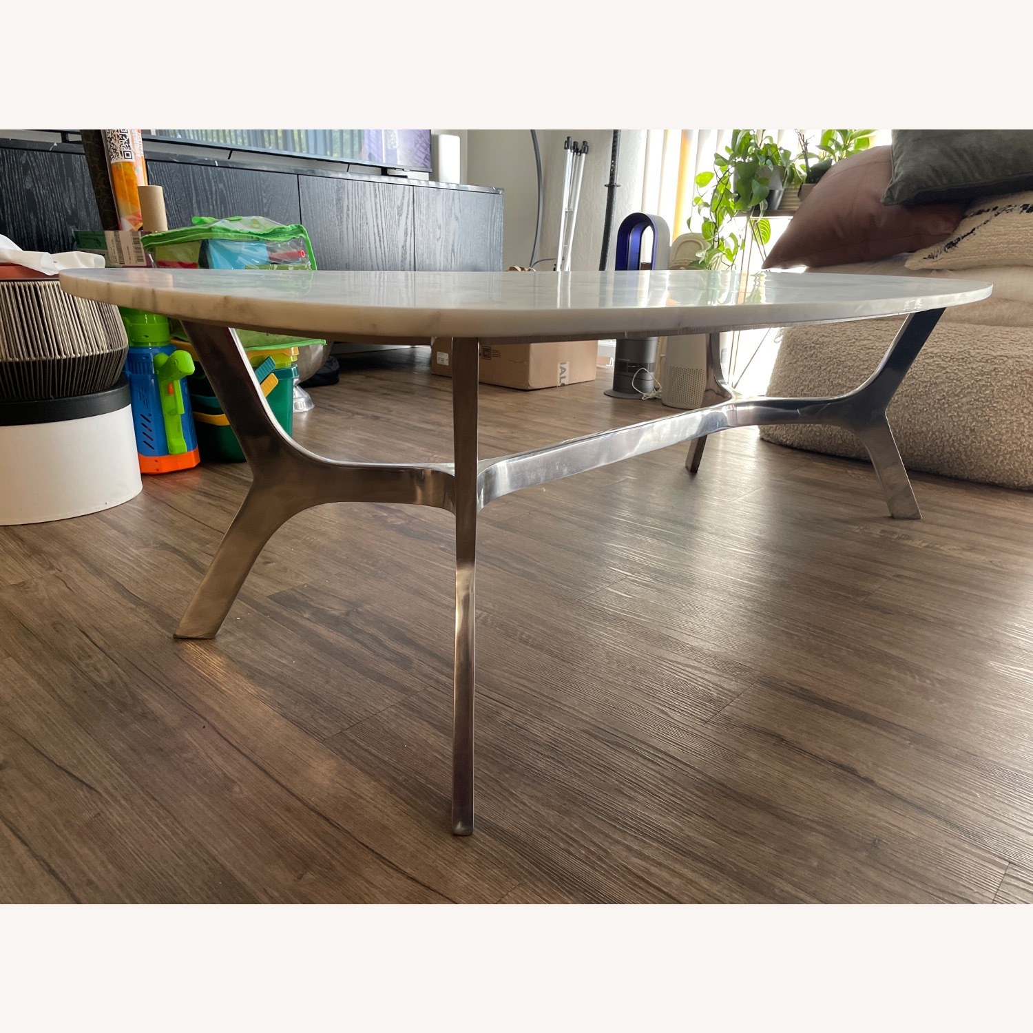 Crate & Barrel Natural Marble Coffee Table - image-2
