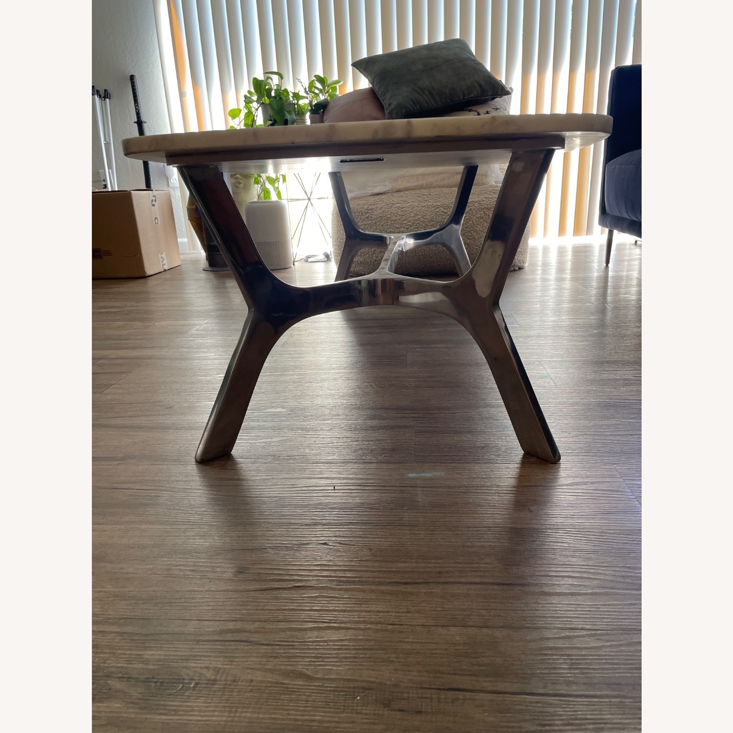 Crate & Barrel Natural Marble Coffee Table - image-3