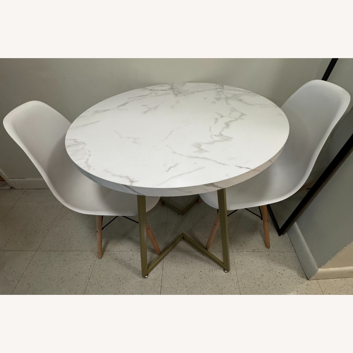 White Wood Dining Table with White Chairs Two - image-2