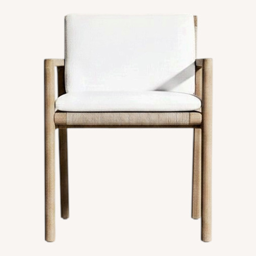 Used Restoration Hardware Mesa Teak Armchairs Set of 4 + Cushions for sale on AptDeco