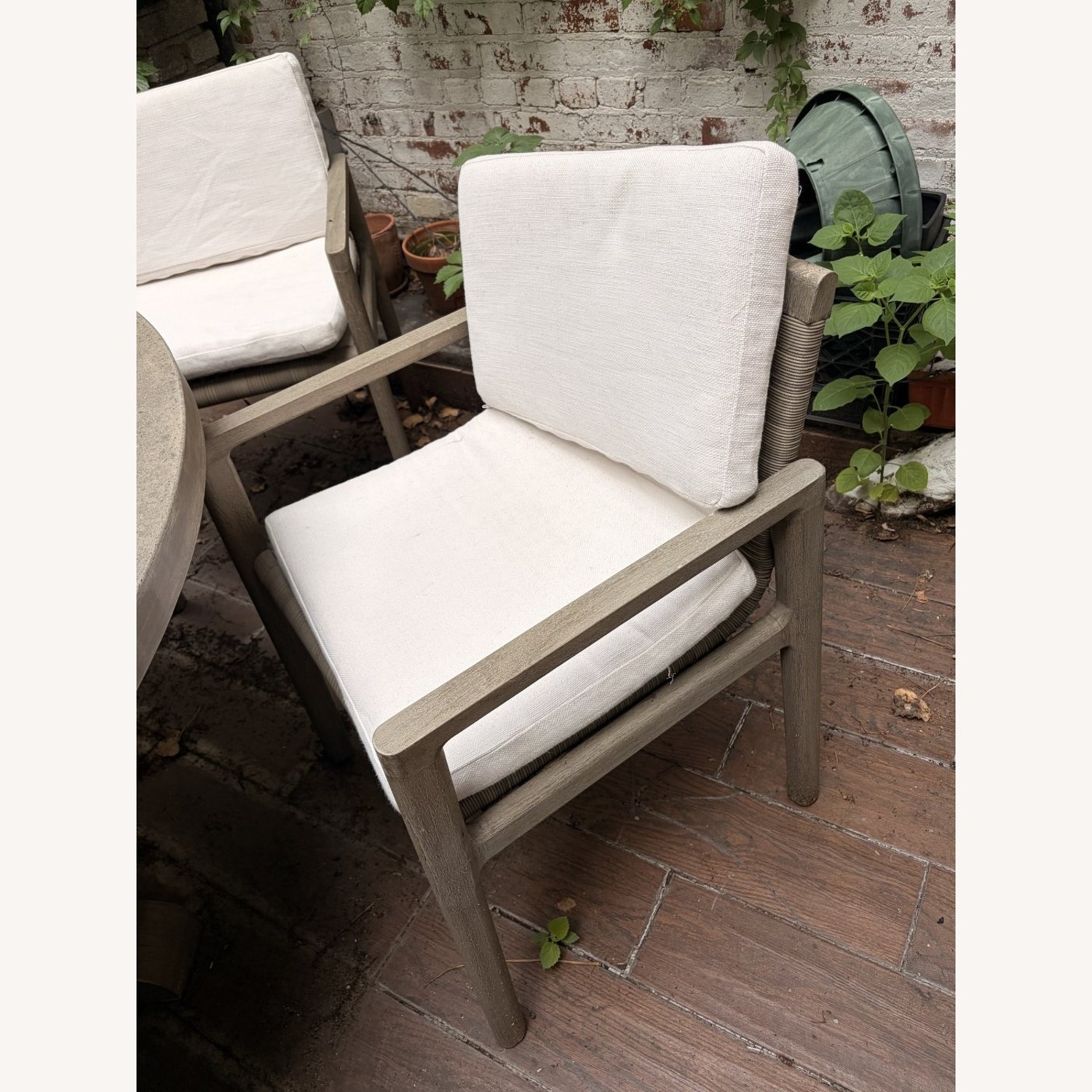 Restoration Hardware Mesa Teak Armchairs Set of 4 + Cushions - image-1