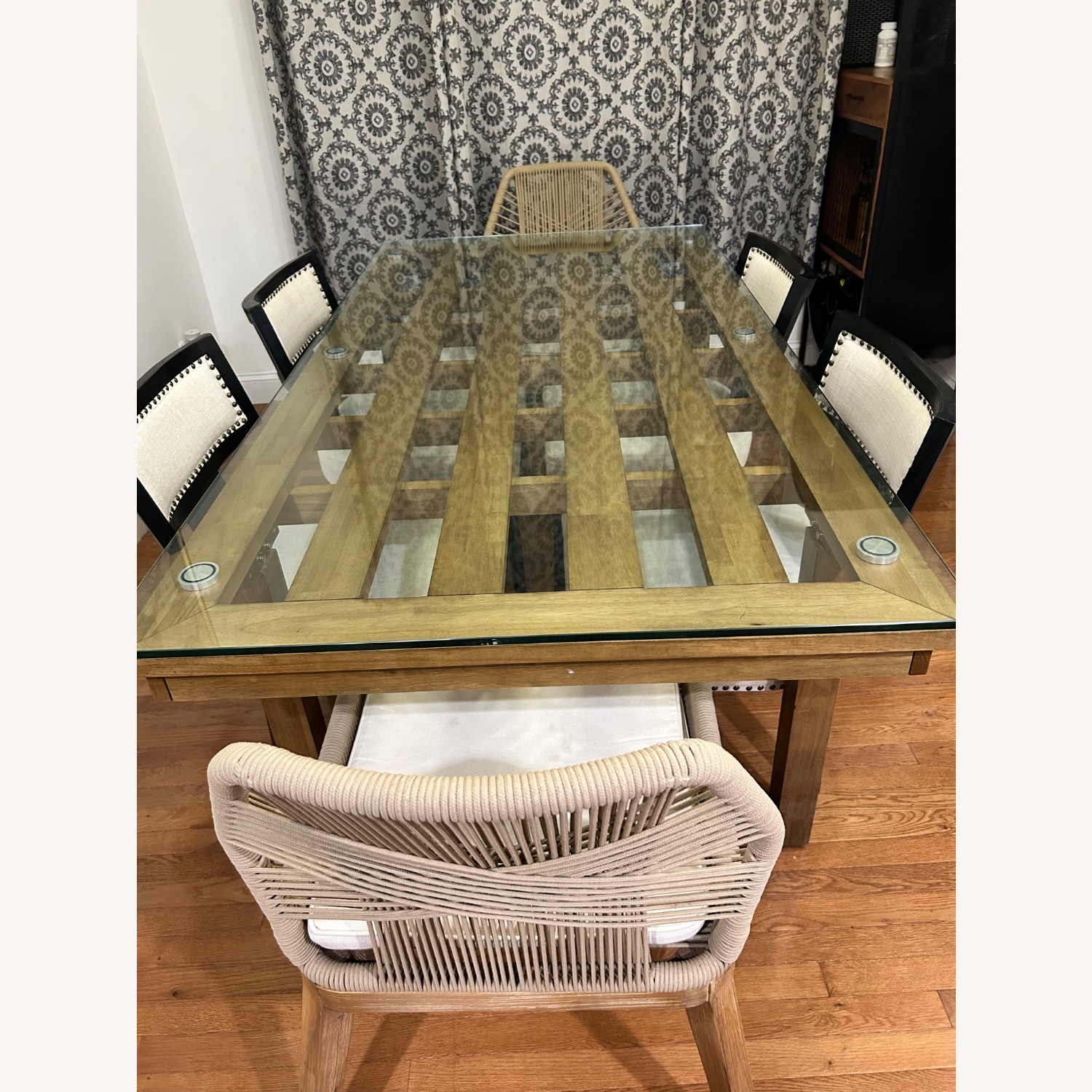 Dinning Table with 4 Black Chairs  - image-2