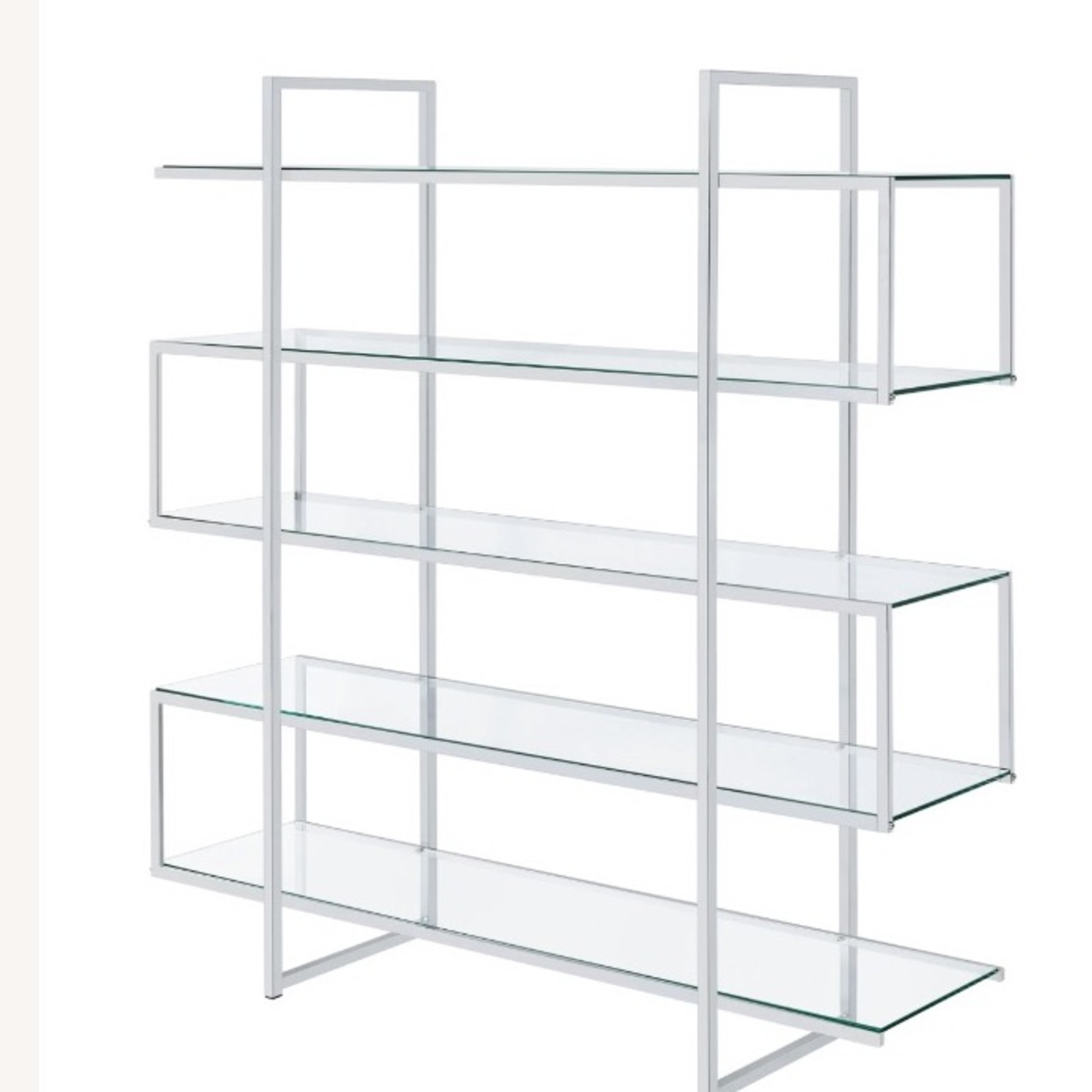 Coaster Fine Contemporary Zig Zag Chrome & Glass Bookcase  - image-4