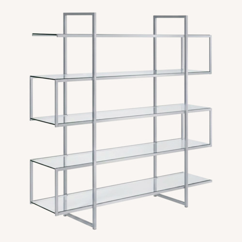 Used Coaster Fine Contemporary Zig Zag Chrome & Glass Bookcase  for sale on AptDeco