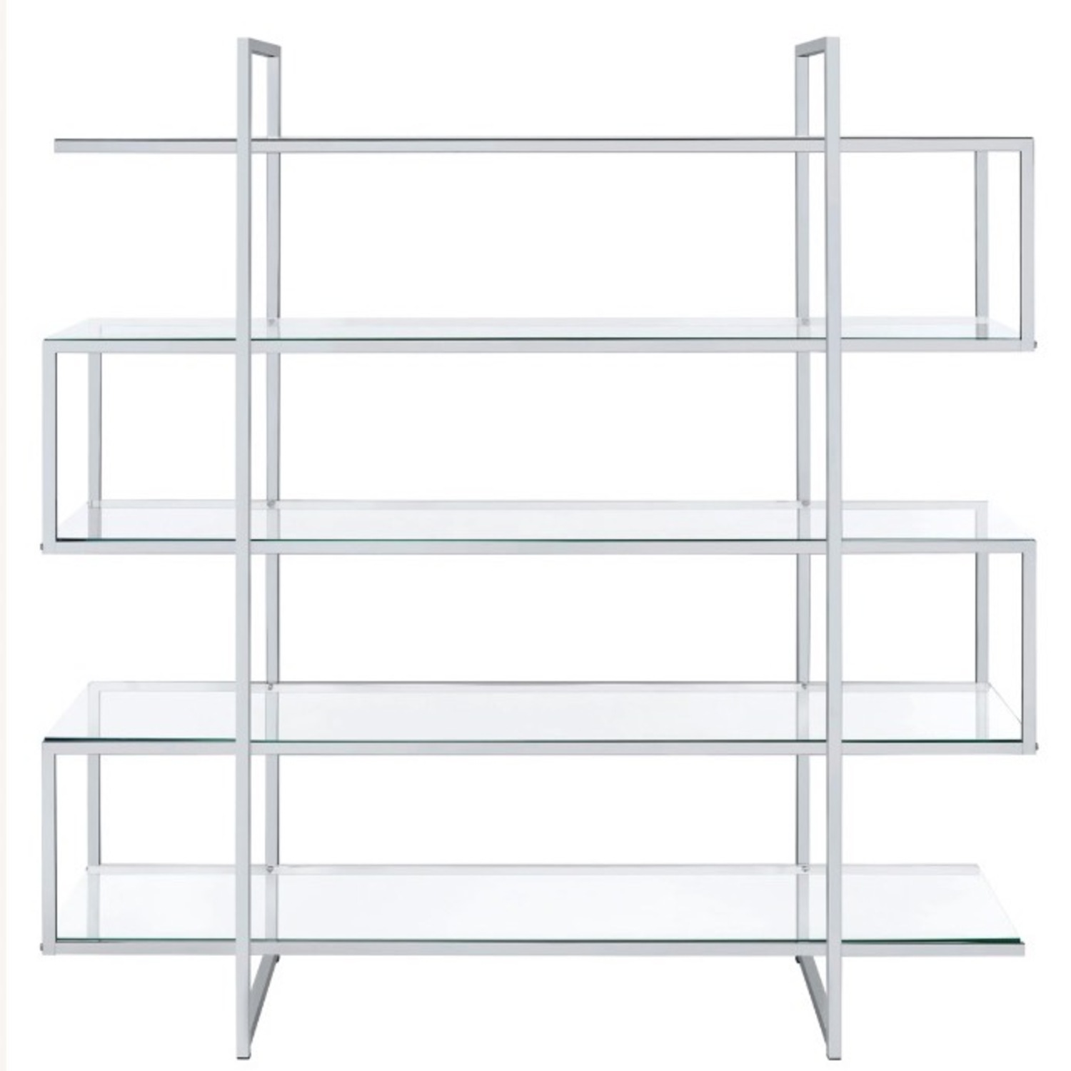 Coaster Fine Contemporary Zig Zag Chrome & Glass Bookcase  - image-3