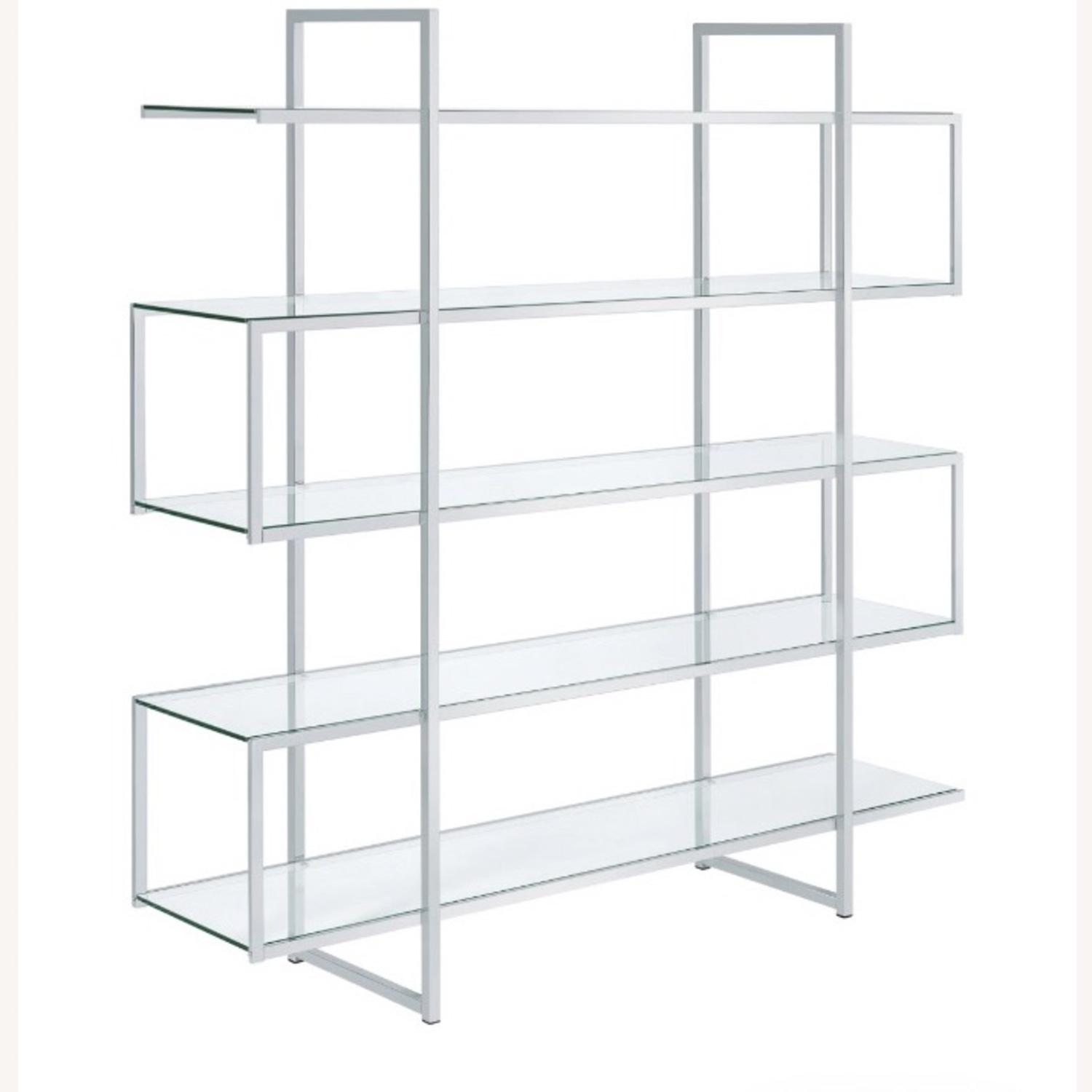 Coaster Fine Contemporary Zig Zag Chrome & Glass Bookcase  - image-1