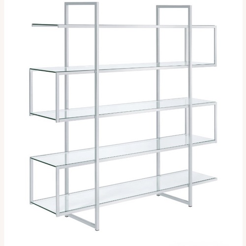 Used Coaster Fine Contemporary Zig Zag Chrome & Glass Bookcase  for sale on AptDeco