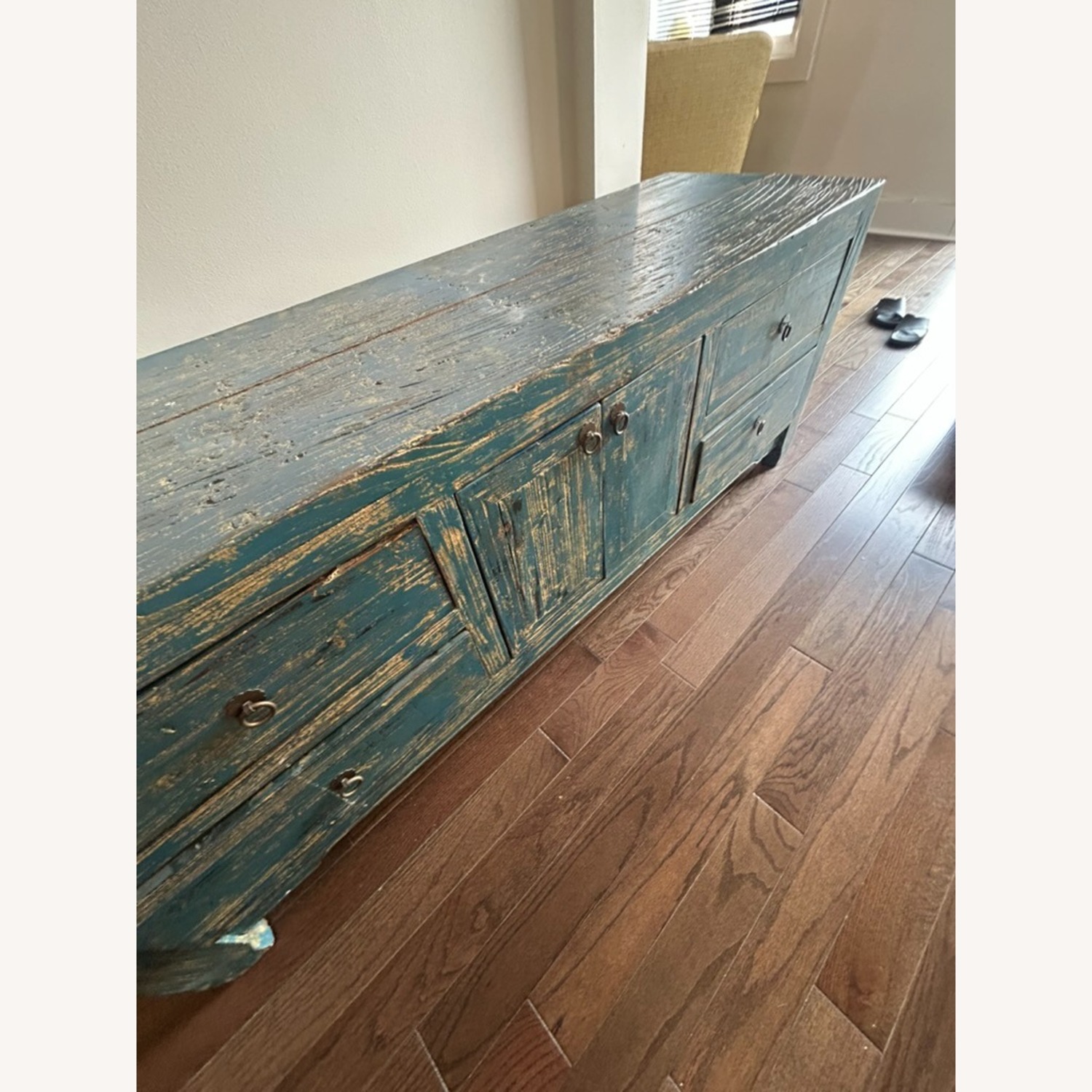 Distressed Wooden Blue Sideboard Credenza - image-4