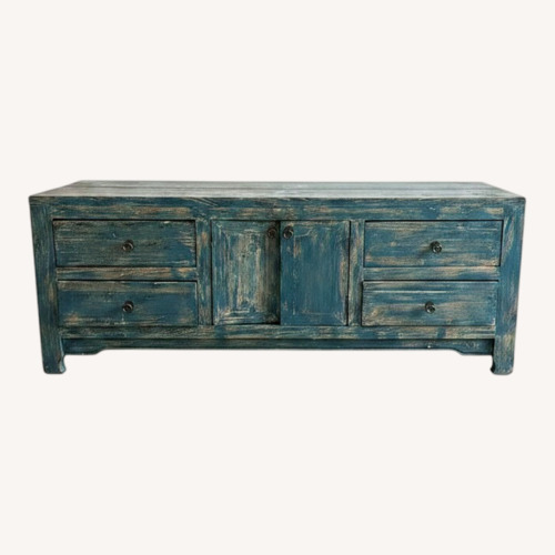 Used Distressed Wooden Blue Sideboard Credenza for sale on AptDeco