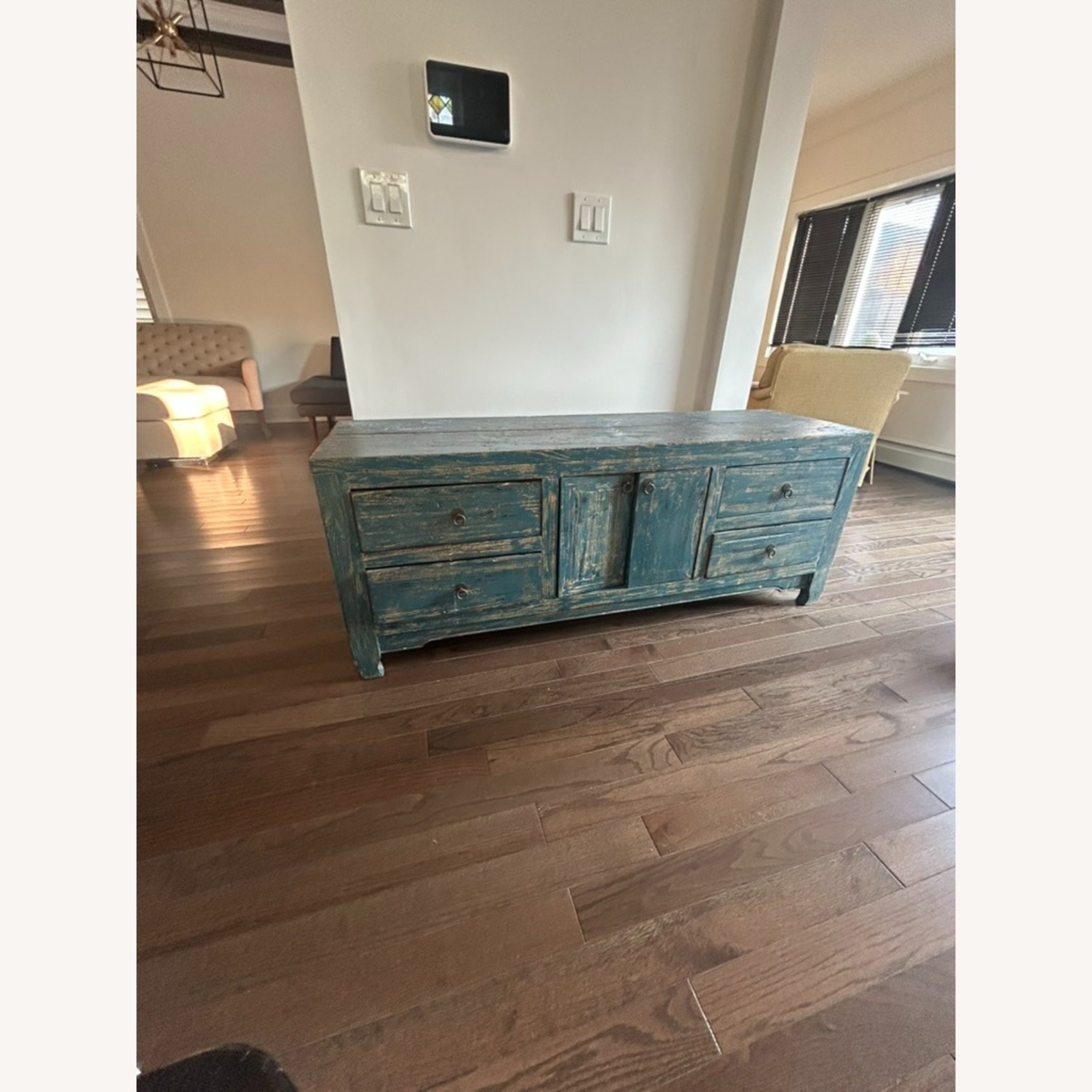Distressed Wooden Blue Sideboard Credenza - image-1