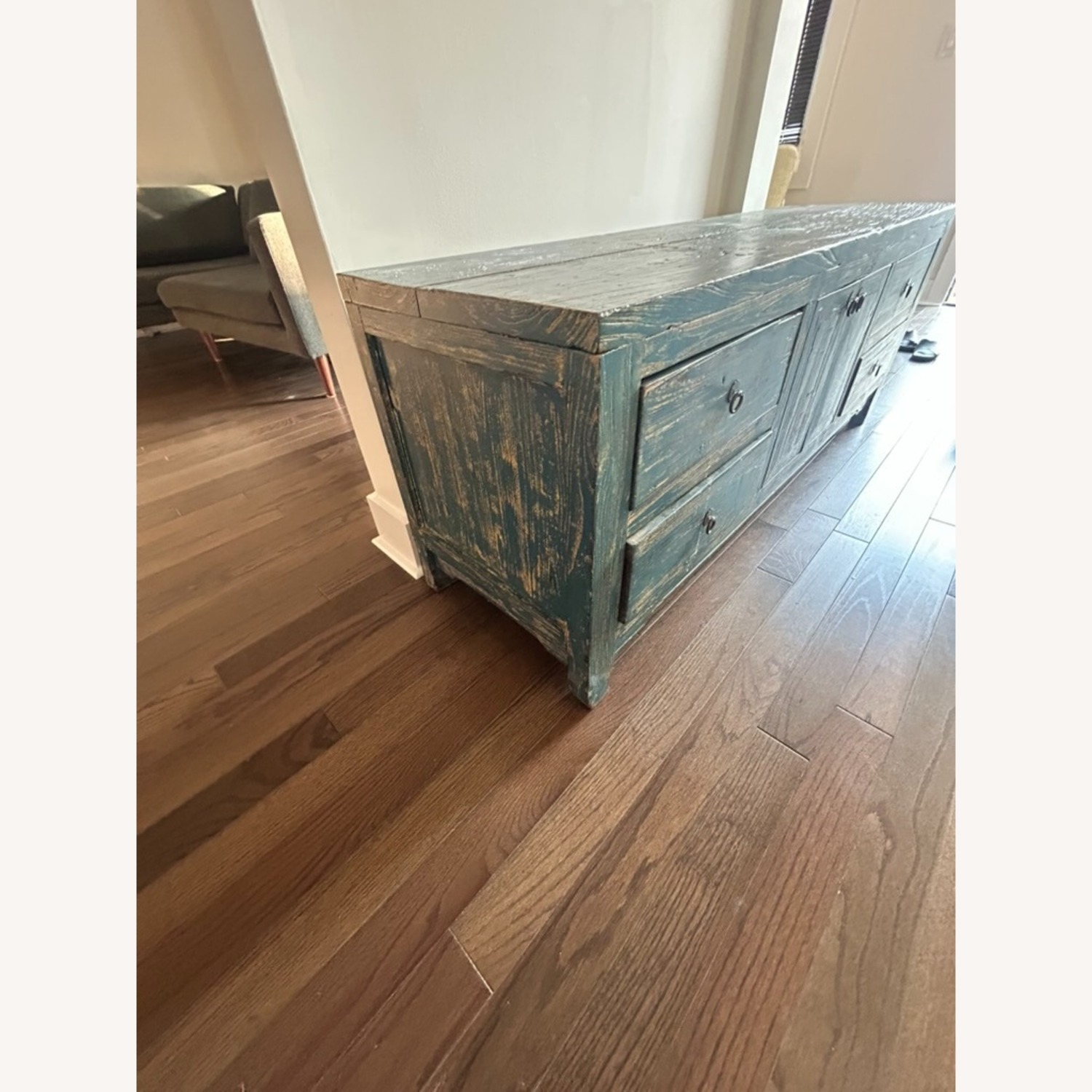 Distressed Wooden Blue Sideboard Credenza - image-2