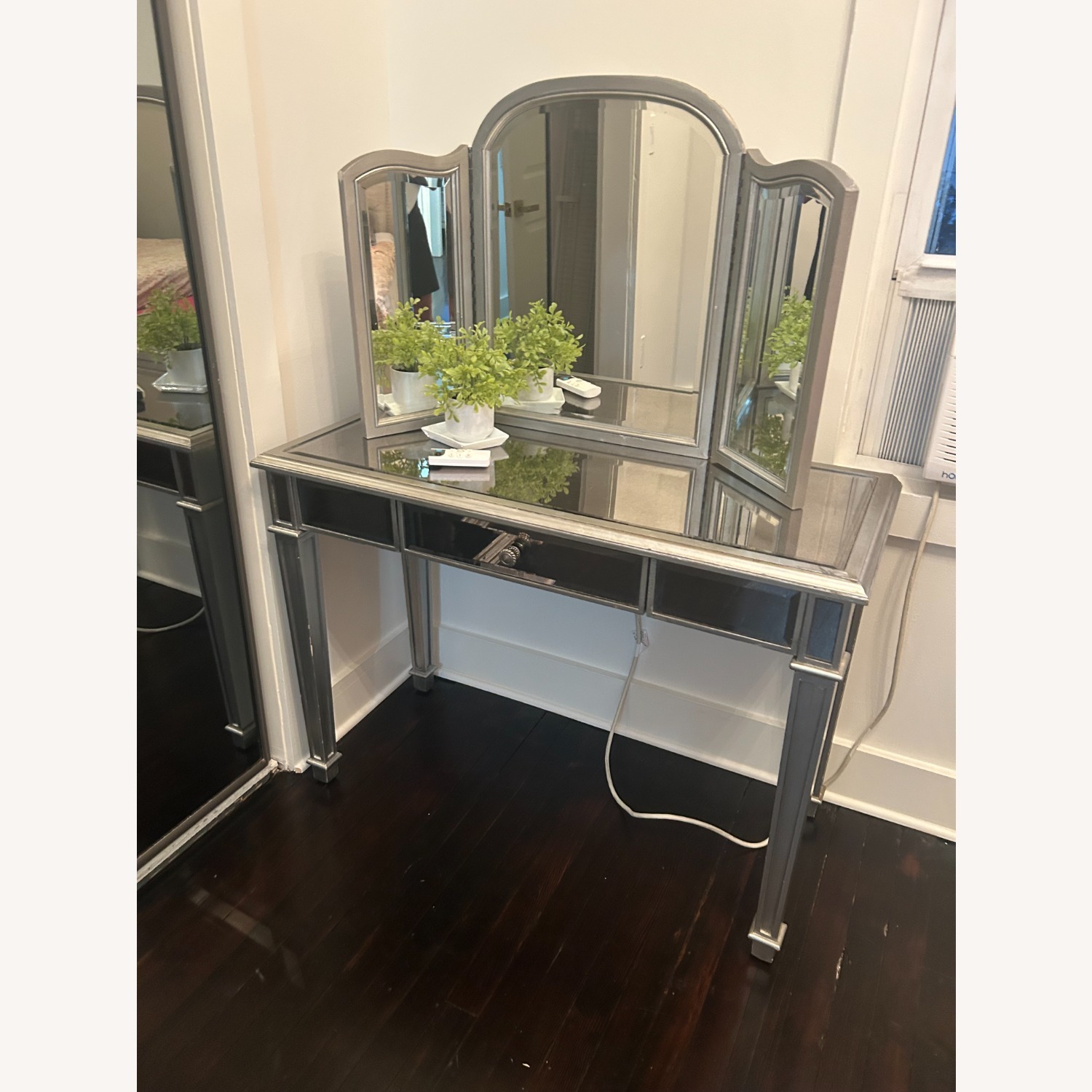 Pier 1 Imports Hayworth Silver Glass Desk - image-2