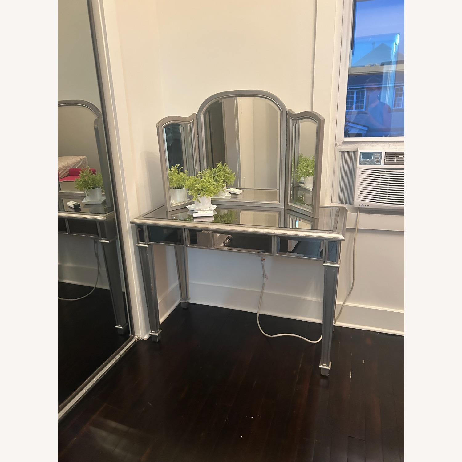 Pier 1 Imports Hayworth Silver Glass Desk - image-1
