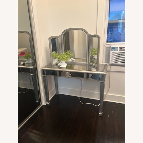 Used Pier 1 Imports Hayworth Silver Glass Desk for sale on AptDeco