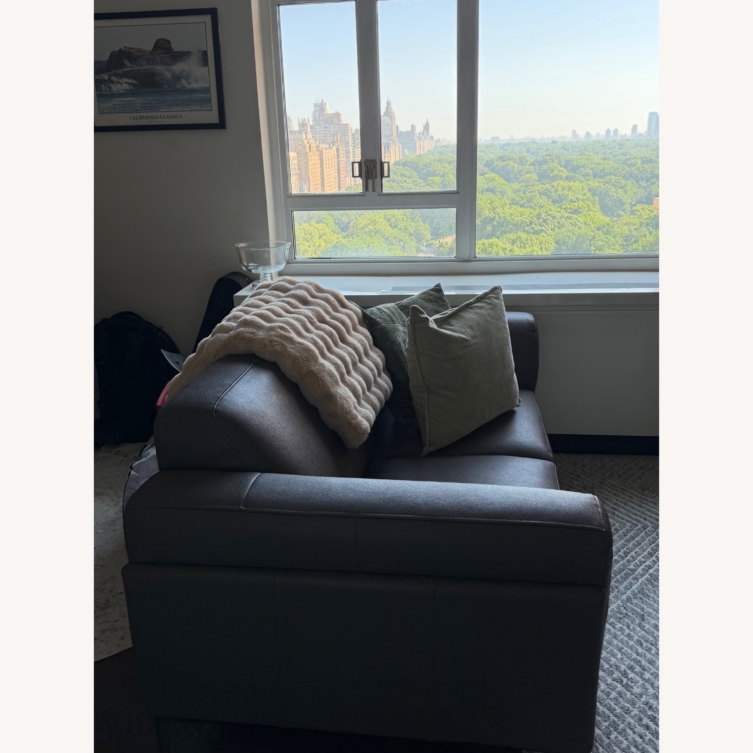 J&M Furniture Light Gray Leather Loveseat - image-4