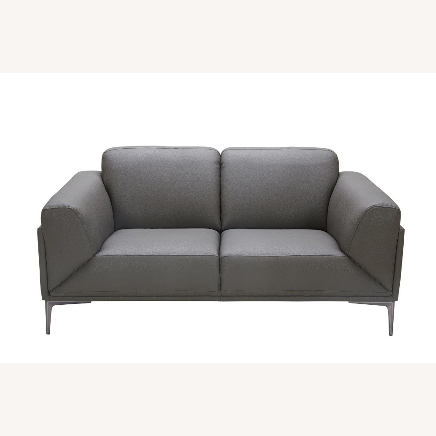 J&M Furniture Light Gray Leather Loveseat - image-5