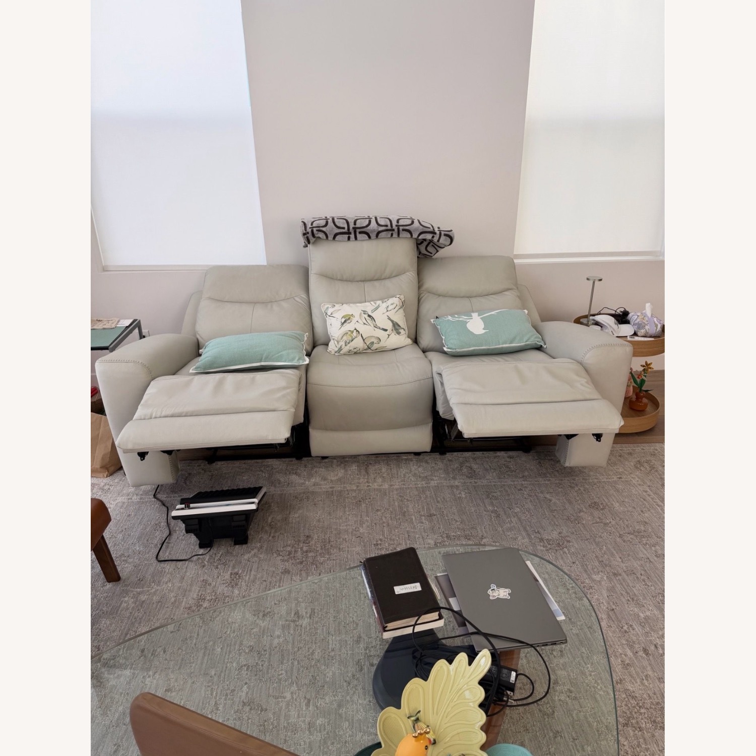 B&B Light Gray Leather 3+ Seater Sofa - image-2