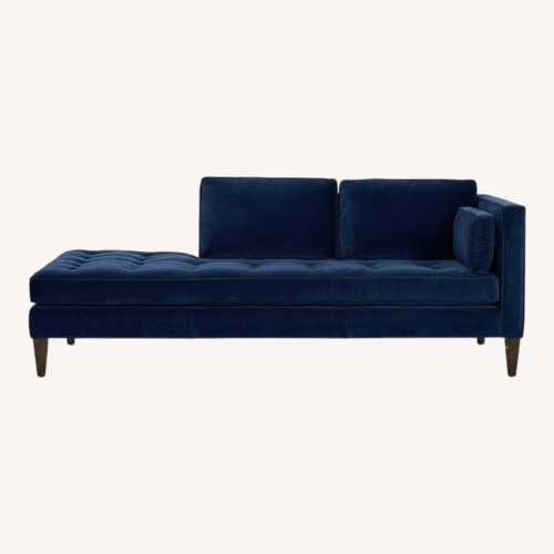 Used Room & Board Hutton Blue Velvet Chaise Lounge for sale on AptDeco
