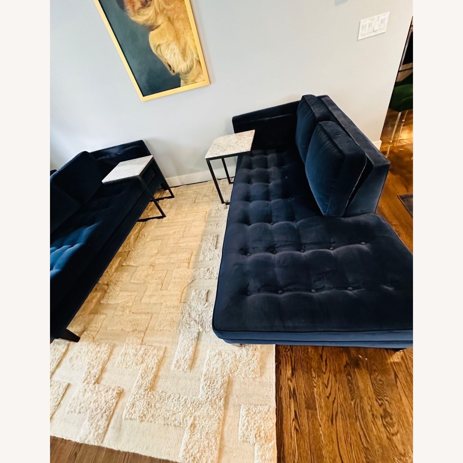 Room & Board Hutton Blue Velvet Chaise Lounge - image-2