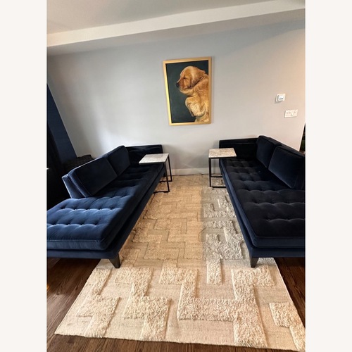 Used Room & Board Hutton Blue Velvet Chaise Lounge for sale on AptDeco