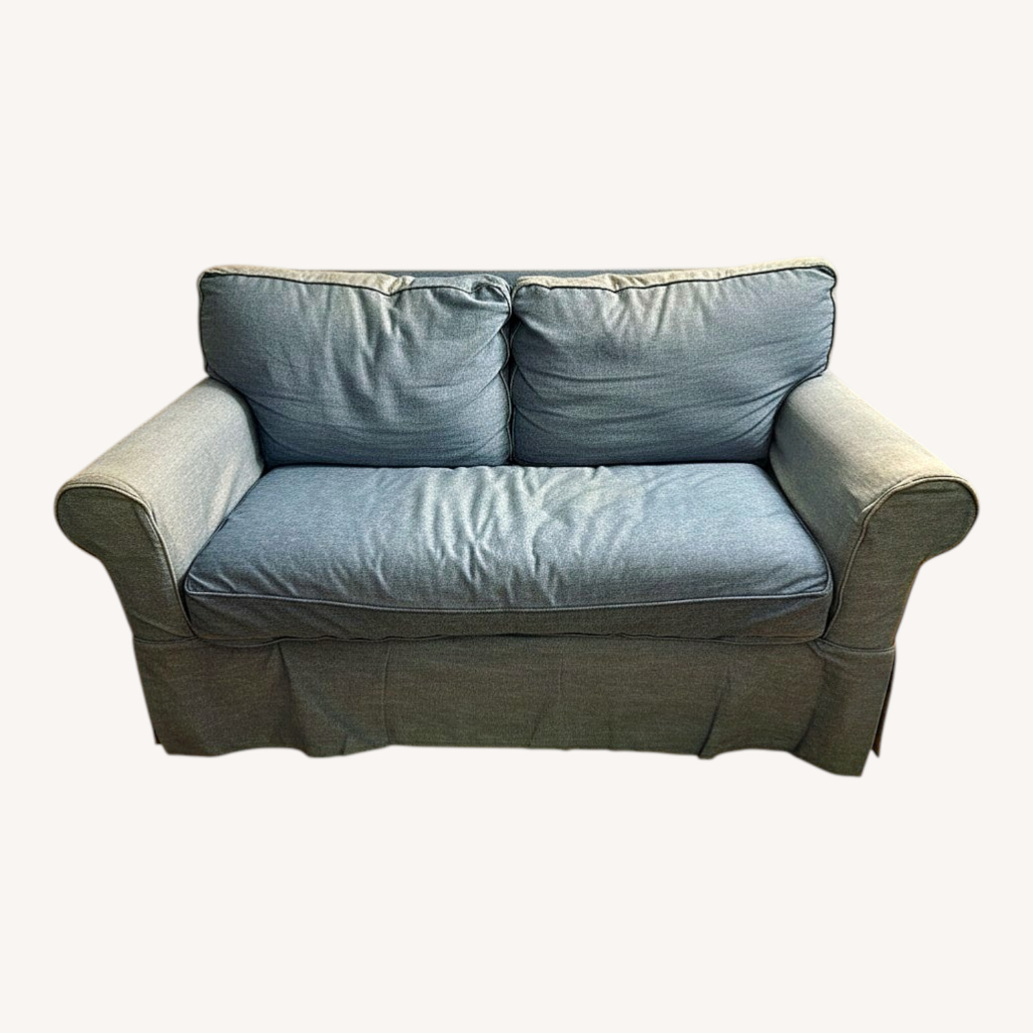 Crate & Barrel Blue Fabric Sleeper Sofa - image-0