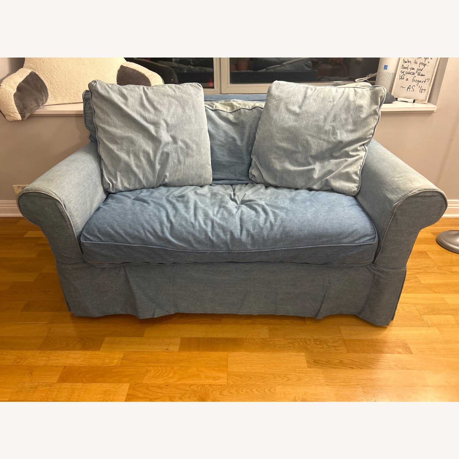 Crate & Barrel Blue Fabric Sleeper Sofa - image-1
