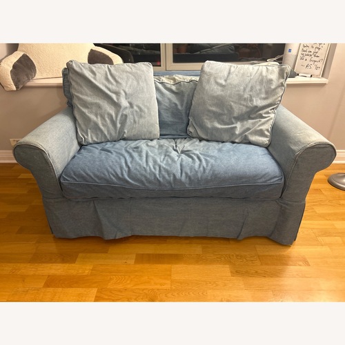Used Crate & Barrel Blue Fabric Sleeper Sofa for sale on AptDeco