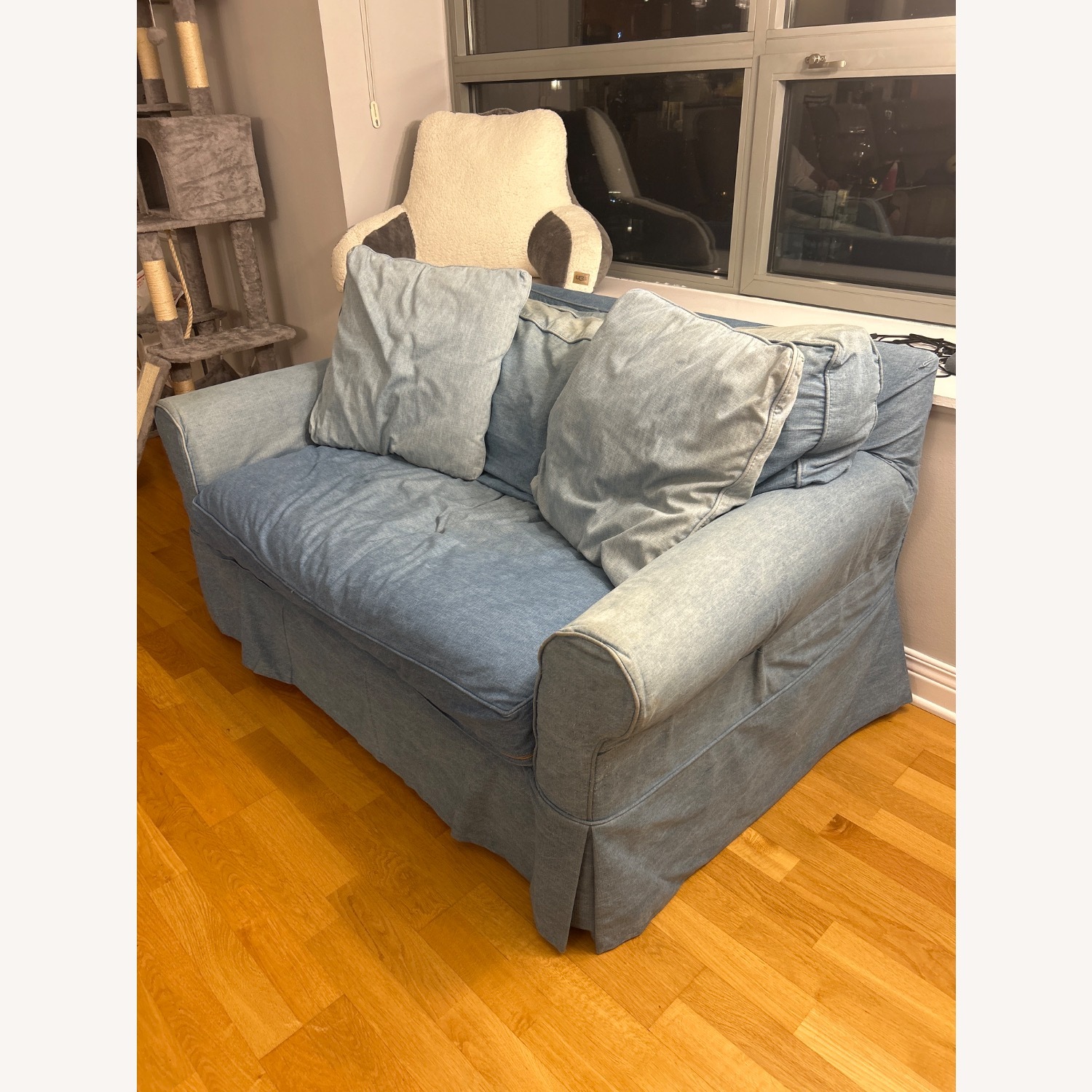 Crate & Barrel Blue Fabric Sleeper Sofa - image-2