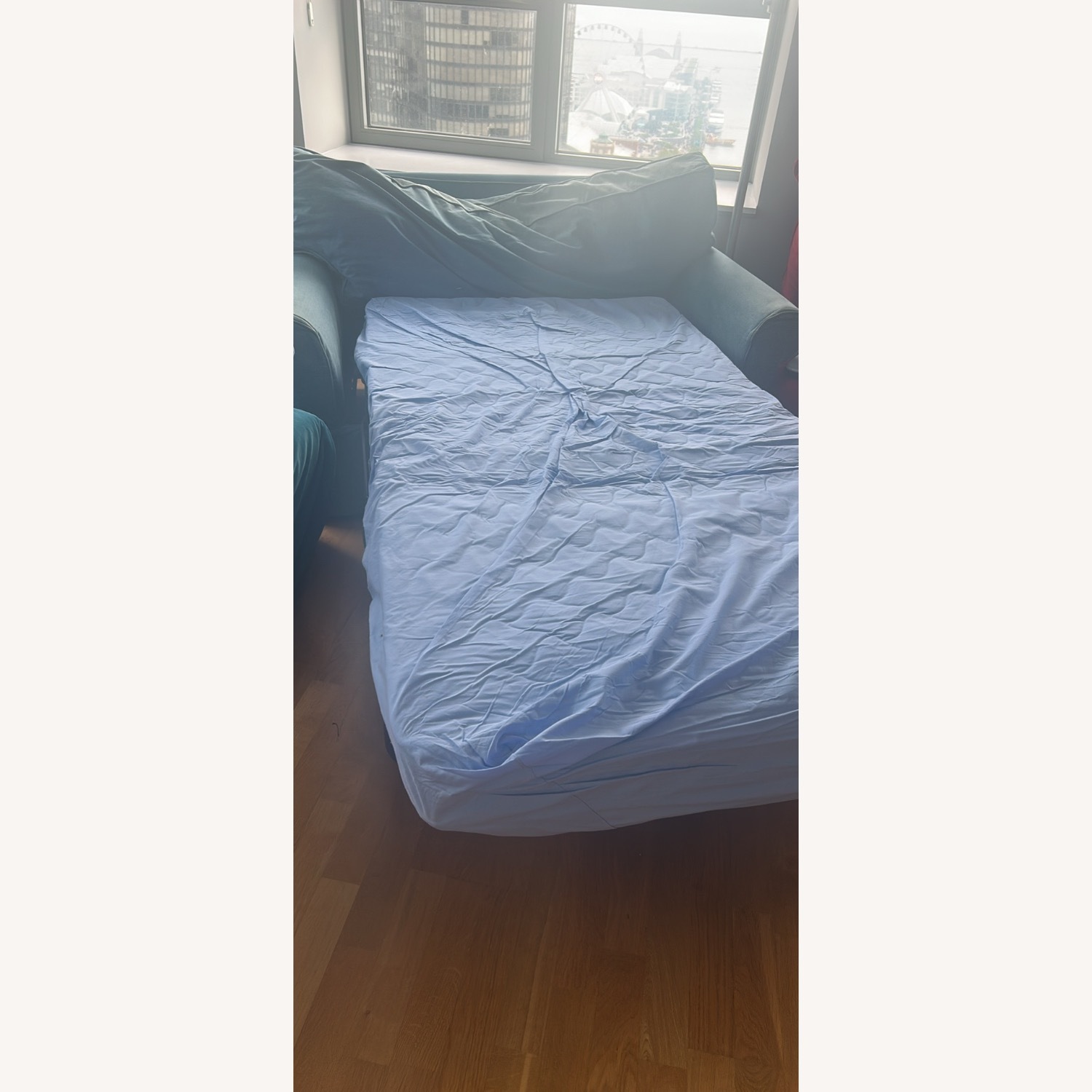 Crate & Barrel Blue Fabric Sleeper Sofa - image-8