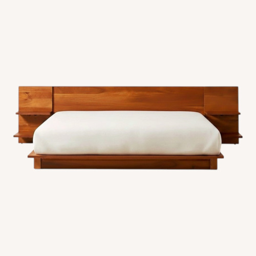 Used CB2 Wood Platform King Bed With Nightstands for sale on AptDeco