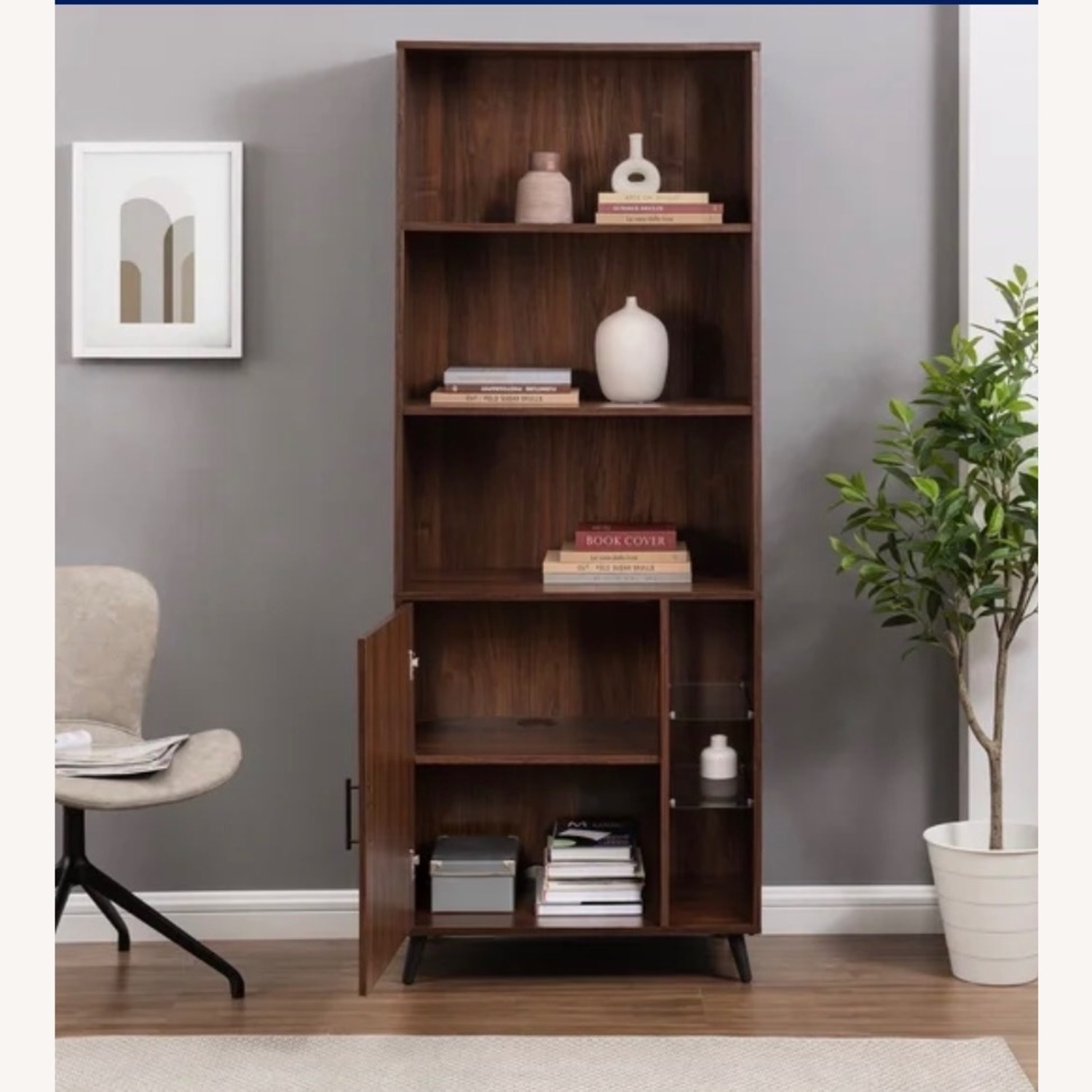 Rooms To Go Vintage Dark Faux Wood Utility Hutch/Storage - image-3