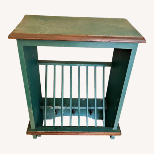 Used Vintage/Antique Green Wood Side Table/magazine for sale on AptDeco