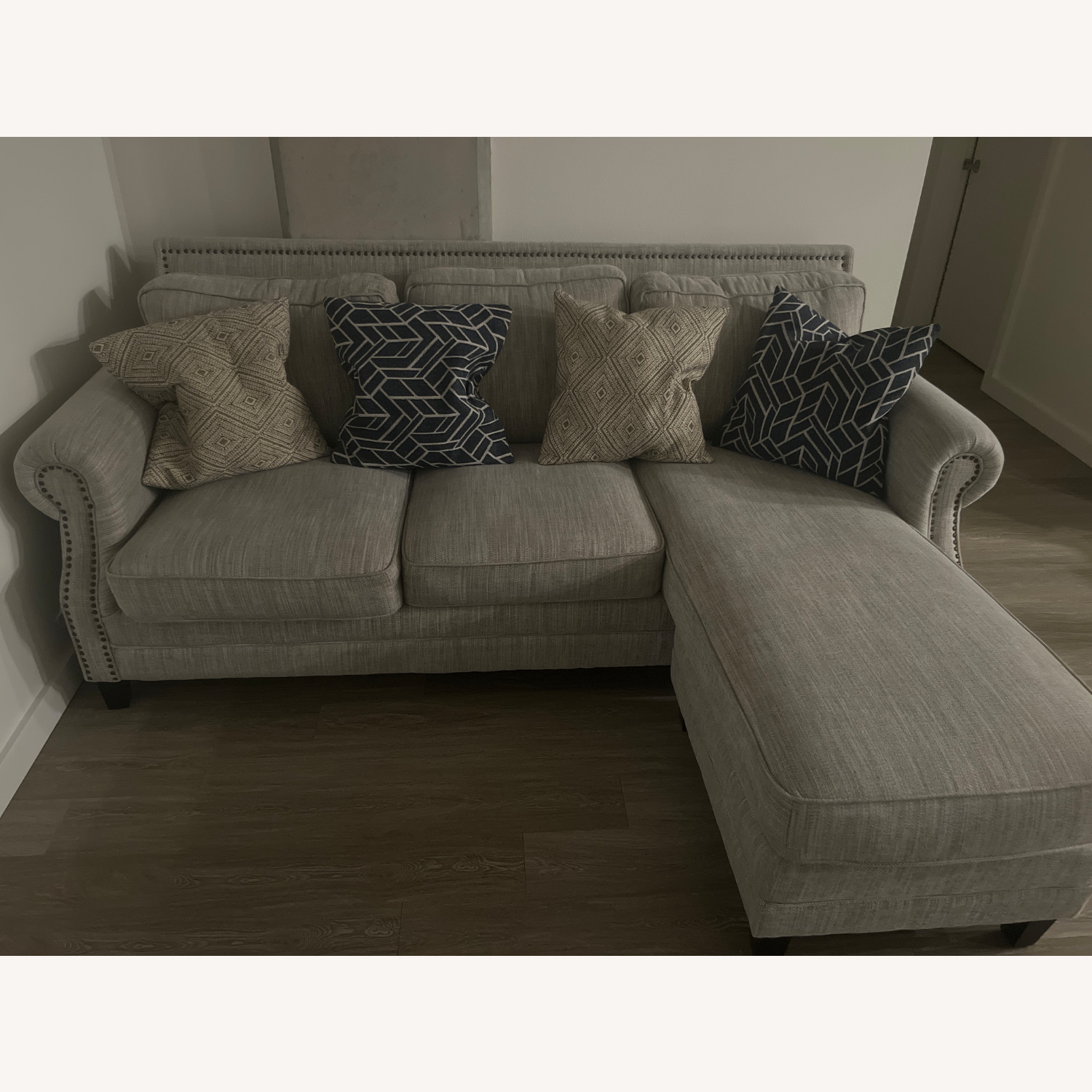 Light Gray L-Shaped Couch - image-1