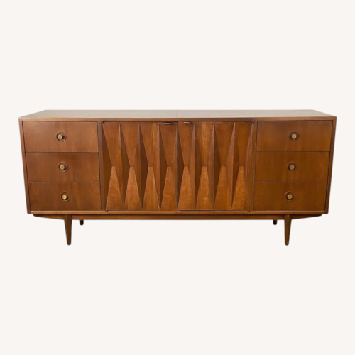 Used Mid-Century "Harlequin" Sculpted Walnut Dresser for sale on AptDeco