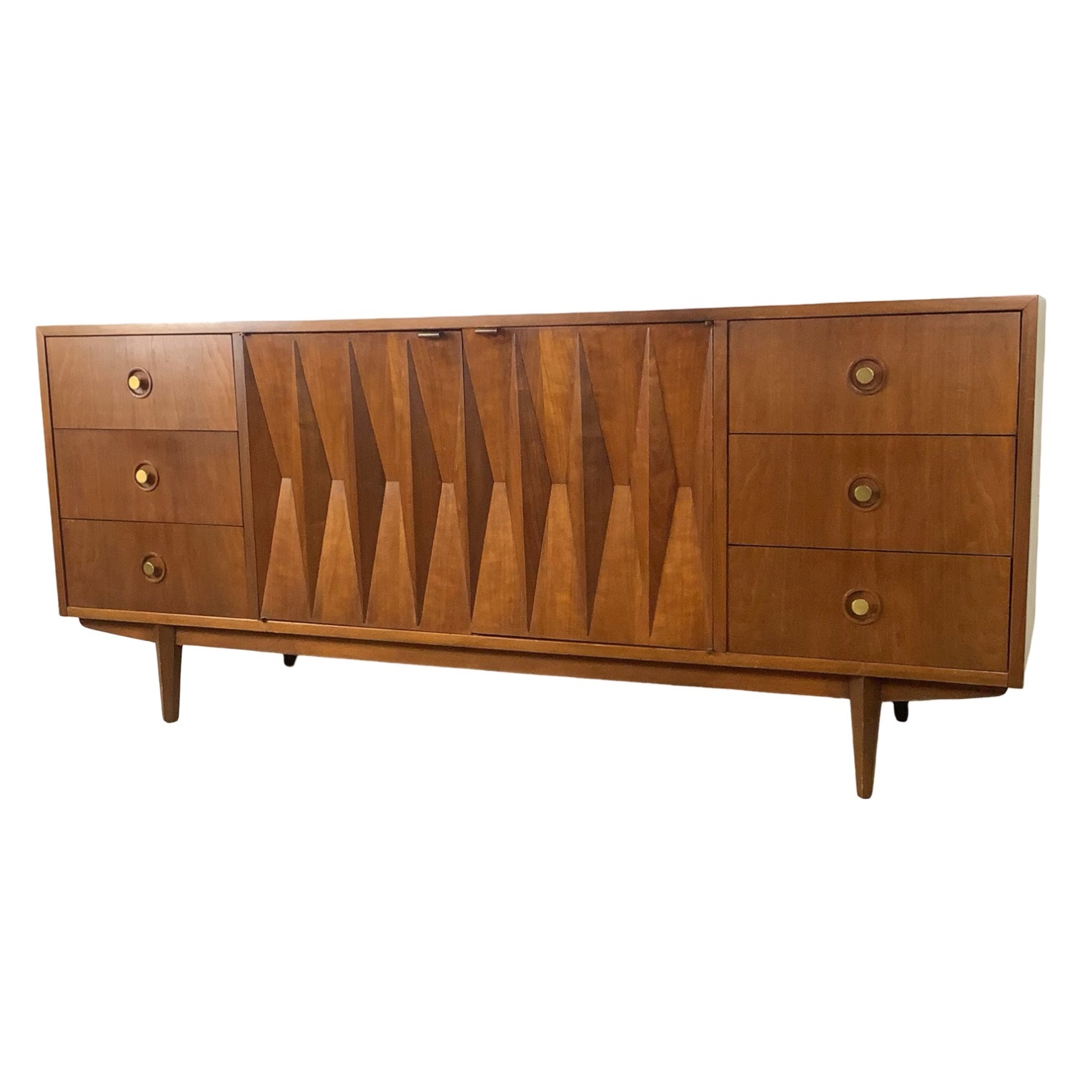 Mid-Century "Harlequin" Sculpted Walnut Dresser - image-2