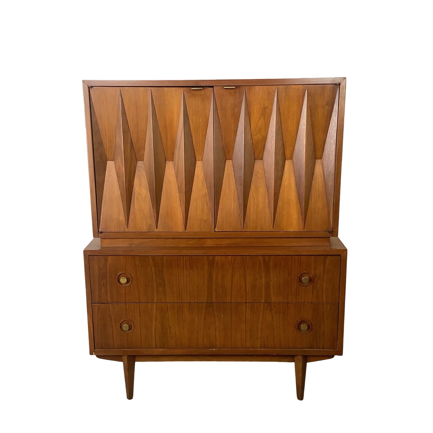 Mid-Century Walnut "Harlequin" Highboy Dresser  - image-1
