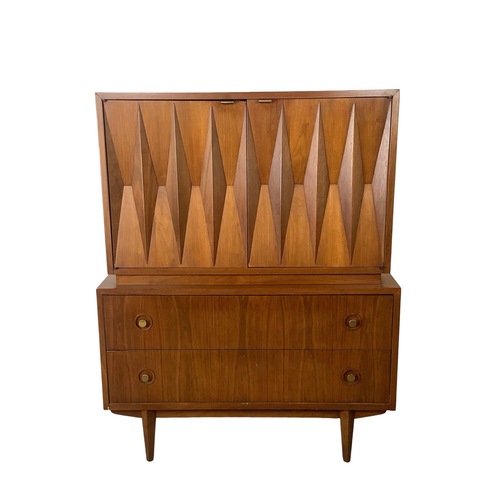 Used Mid-Century Walnut "Harlequin" Highboy Dresser  for sale on AptDeco