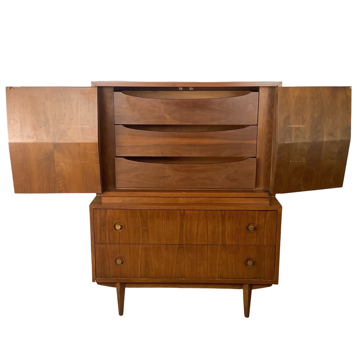 Mid-Century Walnut "Harlequin" Highboy Dresser  - image-4