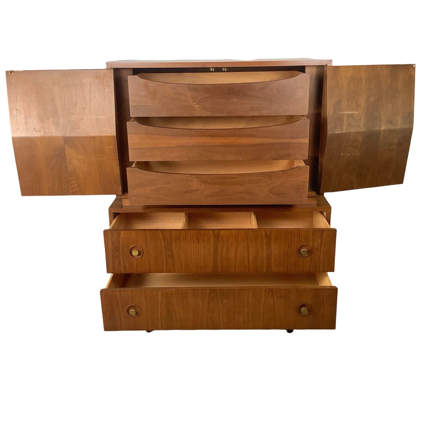 Mid-Century Walnut "Harlequin" Highboy Dresser  - image-2