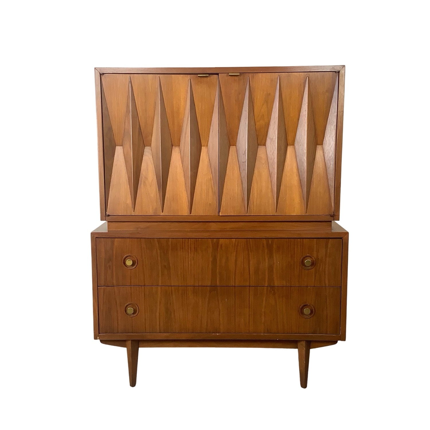 Mid-Century Walnut "Harlequin" Highboy Dresser  - image-12
