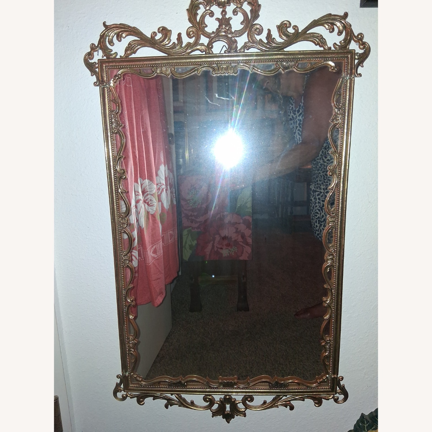 Vintage/Antique Brass Rococco Mirror - image-2