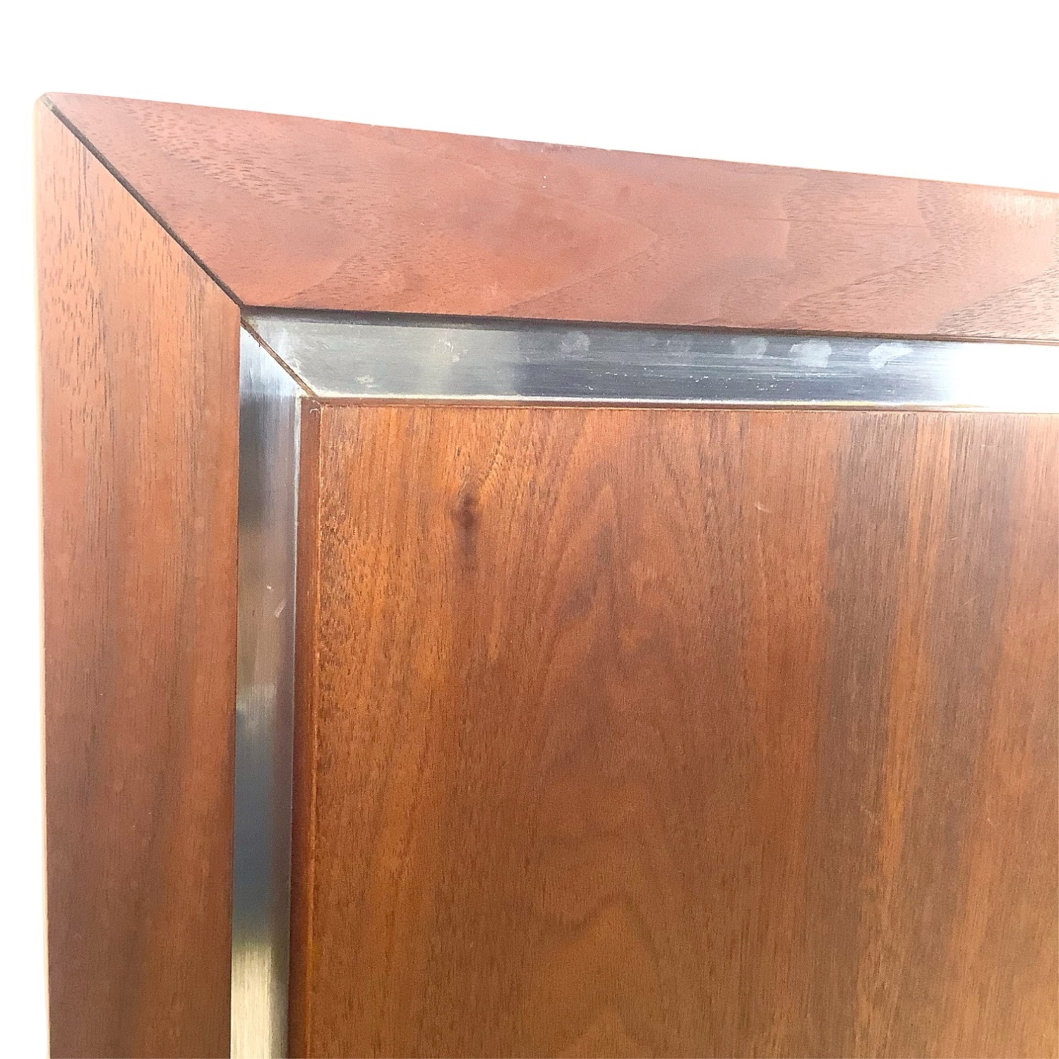 Mid-Century Walnut Headboard W Chrome Trim - image-6
